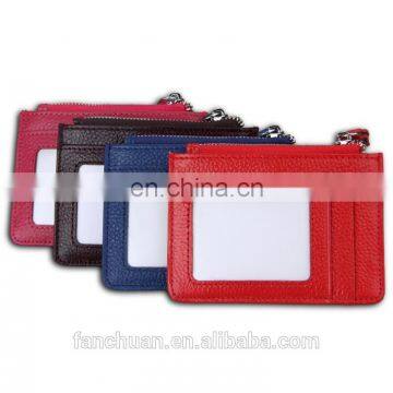 RFID Blocking Card Case Holder Leather Mini Front Pocket Zipper Card Wallet