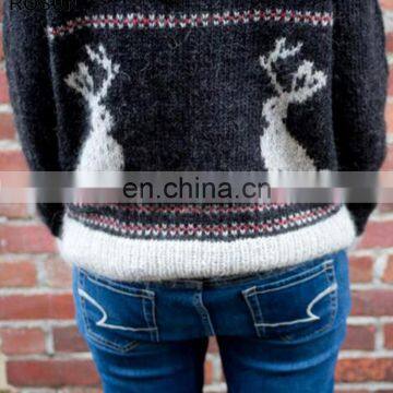 Wool Ugly Christmas Sweater Design for Girl With Jackalope Patterns of Loose Fit Wholesale Clothing Direct From China photo-4