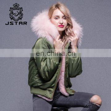 Good Price Goose Down Bomber Jacket Wholesale Real Fur Hooded Winter Coat for women