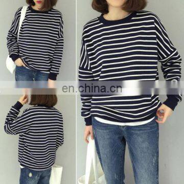 China Supplier Custom Fashion Student Girl Striped Loose Casual Shirt Autumn Blouse Tops