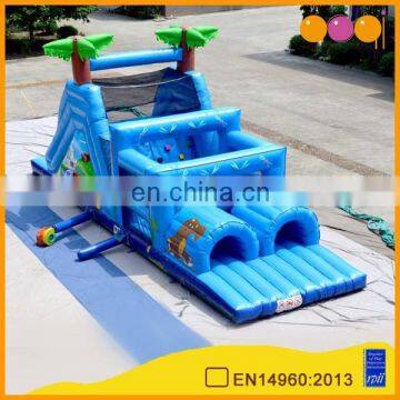 AOQI with free EN14960 certificate blue cheap inflatable obstacle courses for kid entertainment