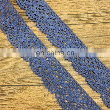 3.5cm new design OLCT340 cotton royal blue chenille lace