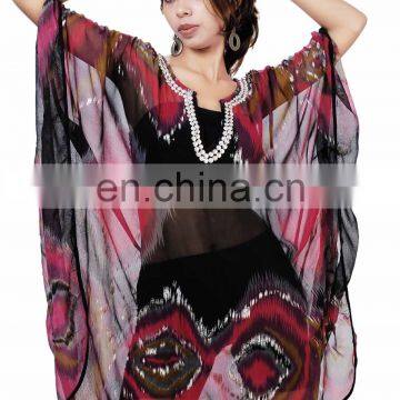 Printed Chiffon Sequenced Kaftan