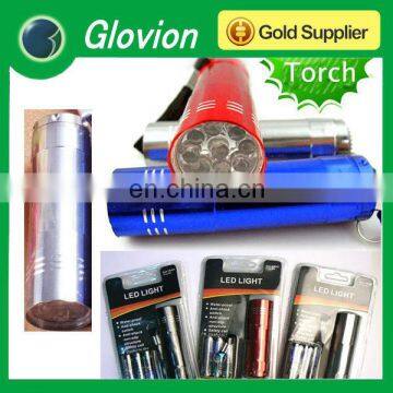 Mini torch 9 led lights torch led metal mini flashing torch