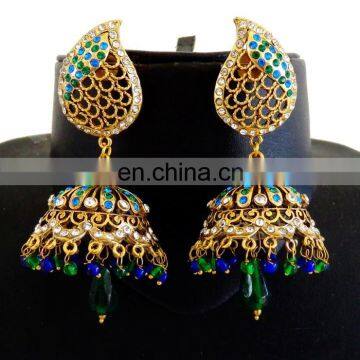 Indian Victorain Earrings- Rhinestone Crystal earrings-Imiation earrings-Victorian jewelry / Earring-bollywood Fashion earrings