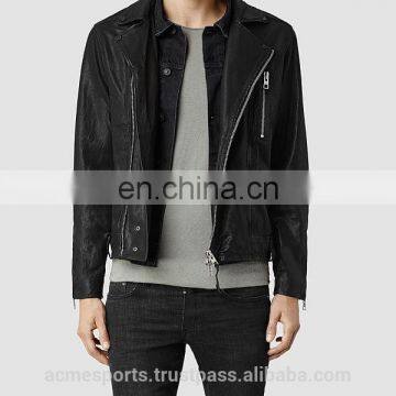 2015 New fashion Duffle Type Grey Mens Leather Jacket for mens