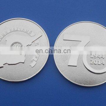 Custom Silver Polished Metal 70 Anniversary Commemorative Coin Souvenirs