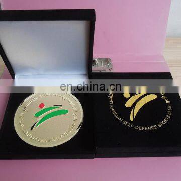 golden medallion Sharjah self defence sport club award medal velvet box packed gift medal