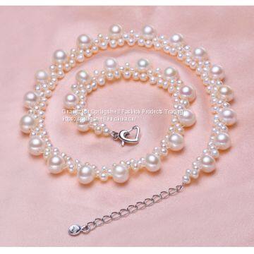 4-8mm Natural Freshwater Pearls Fancy Necklace Pearls Necklace Clavicle Chain Wedding Necklace photo-3