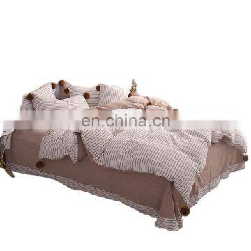 100 Washed Cotton Baby Bedding Sets With Fuzzy Ball For Hotel or Livingroom photo-2