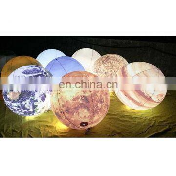 Decorative Hanging Balloon Earth Moon Saturn Sphere Hanging Inflatable Planet Ball with LED Light