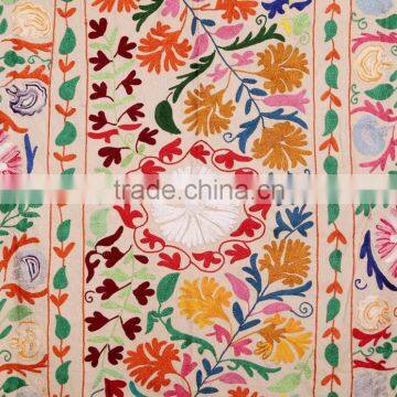 Indian Suzani Modern Flower Tapestry Decorative Throws Ethnic Art Suzani Bedspread photo-2