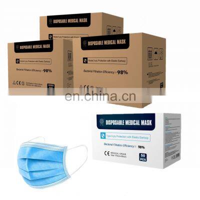 In Stock Non-woven Civil Medical face shield mask disposable 3ply protective surgical mask
