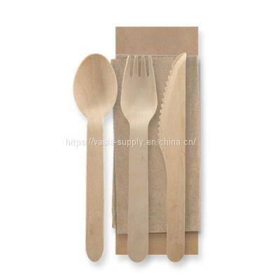 Sturdy Biodegradable Wooden Disposable Cutlery Wooden Cutlery Set Wooden Forks Wooden Knives Wooden Spoons photo-3