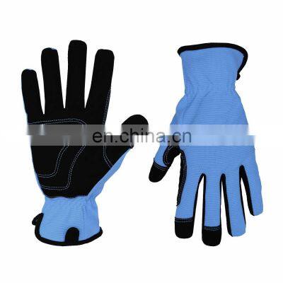 HANDLANDY Blue Protective Foam Padded Palm Safety Gardening Vibration-Resistant Touch Screen Mens Light Work Gloves