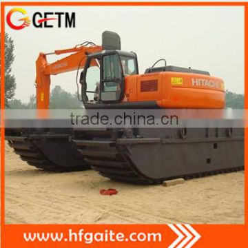 Amphibious excavator for cleaing obstacles