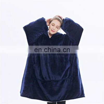 Wholesale customization 2020 plus size men and women Sherpa hoodie blank blanket hoodie Lazy TV blanket