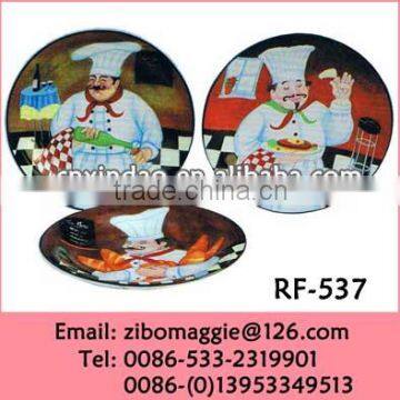 Round Shape Professional Ceramic Plate with Decoration Design for Perosnalized Pizza Plate