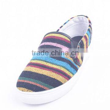 Colorful Upper Fashion Flyknit Girls Wholesale Thick Sole Canvas Flat Shoes photo-3