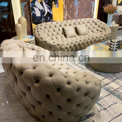 Custom Grey Italian Sofa Set Designs Luxury Contemporary Button Upholstered Velvet Sofa photo-4