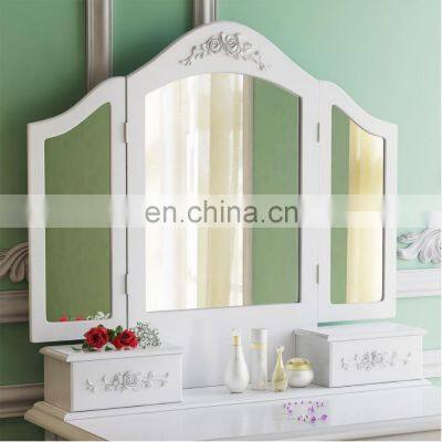 French Style Carving Wood Dressing Table Set Bedroom Dresser photo-5