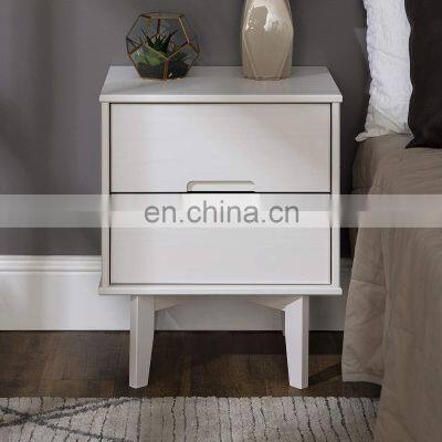 Pine Wood Bedside Cabinet White Nightstand With 2 Drawers photo-2