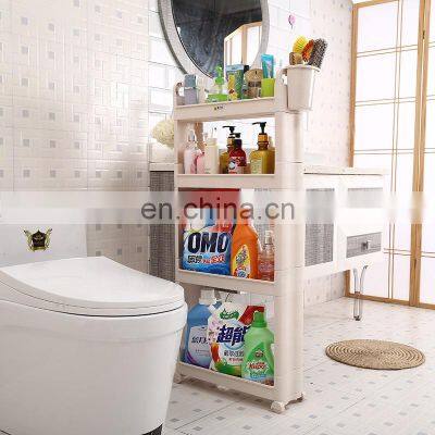 Narrow Home Kitchen Storage 4 Tiers Slim Trolley Cart Bathroom Kitchen Trolley Storage Organizer Kitchen Cart With Wheels photo-3