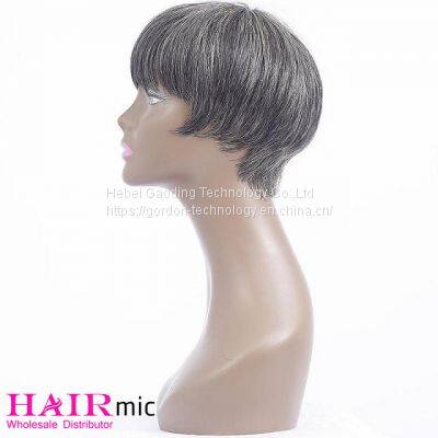 Short Gray Human Hair Wig With Wholesale Price