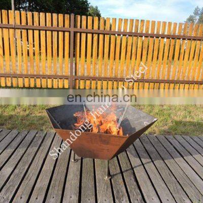 Customized Size Outdoor Wood Burning Garden Fire Pit Square Large Steel Fire Bowl photo-2