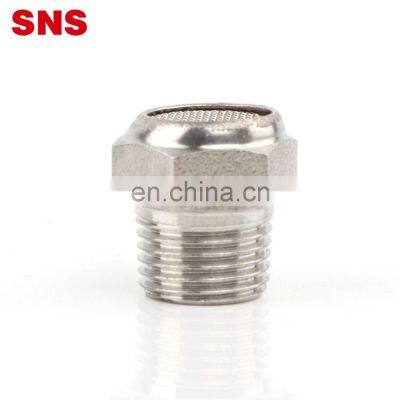 SNS BKC-V series stainless steel tube fittings pneumatic valve flat end exhaust muffler air silencer