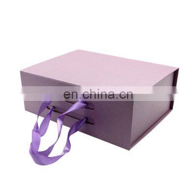 Wholesale large size luxury elegant cardboard custom folded square shaped packaging shoes box purple magnetic gift box packaging