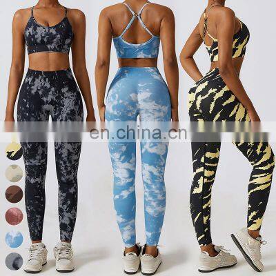 Wholesale Clothing 2 Piece Suit Quick Dry Butt Lift Camouflage Sport Bra Leggings Gym Fitness Sets Seamless Yoga Set For Women photo-5