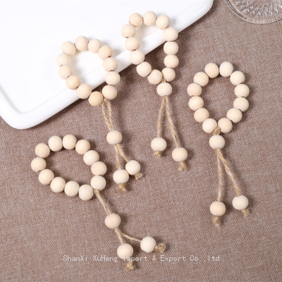 Wholesale Farmhouse Decor Napkin Rings Wood Bead Napkin Holders With Tassels Rustic Country Decor Table Decoration photo-2