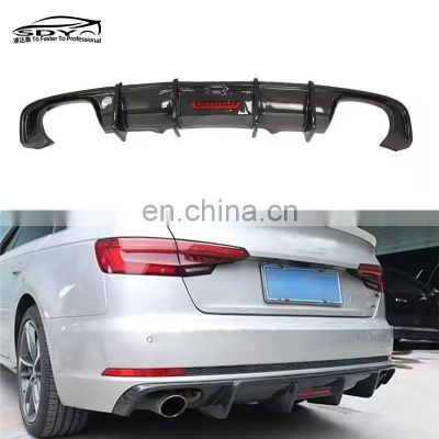 A4 B9 KB Style Carbon Fiber Rear Diffuser With Light Rear Bumper Lip For Audi A4 B9