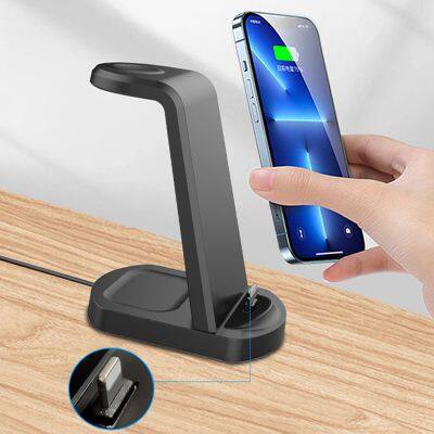 Fast 15w 3 In1 3 in 1 Wireless Charger Stand Charging Station Dock for IPhone photo-4