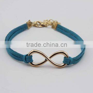 Fashion Custom Men Braided Bracelet Single Wrap Gold 8 Infinity Leather Bracelet Men photo-3