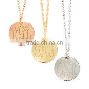 Stainless Steel Engraved Monogram Necklace Jewelry
