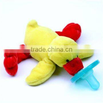 New custom soft duck toy plush pacifier , stuffed toy plush duck pacifier , duck custom plush toy pacifier