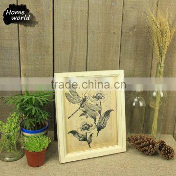 White Landscape Painting Dragonfly &Flower Picture Photo Frame photo-2