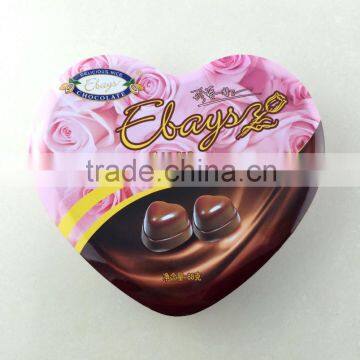 Dongguan wedding chocolate tin box,delicate heart shape tin box