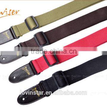 Adjustable Acoustic Leather Ends Guitar Cotton Strap