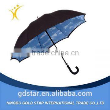 High Quality Solid Rod Pongee Fiberglass Promotional Straight Fashion auto Open windproof Bulk Umbrella