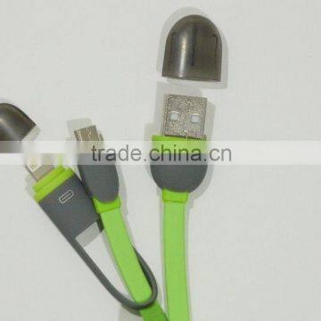 Green Color Charger Cable for iphone charger cable and For Samsung