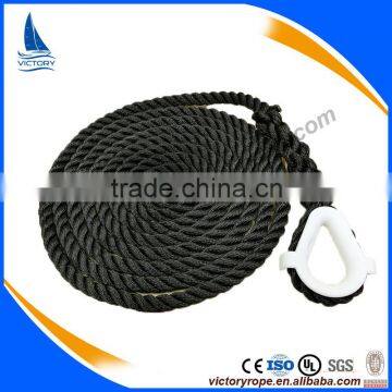 10mm Black 3 strand nylon marine rope anchor rope price