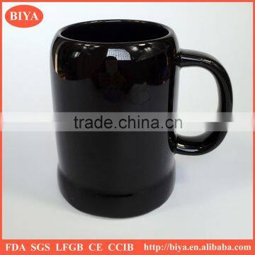 horn beer mug , factory direct wholesale ceramic stoneware black mug