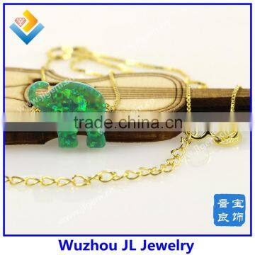 Fashion Synthetic OP11 Green Opal Elephant Pendant Sale Online Necklace photo-4