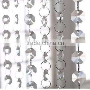 Crystal string stranded chain for curtains, crystal curtain chain,octagon crystal chain