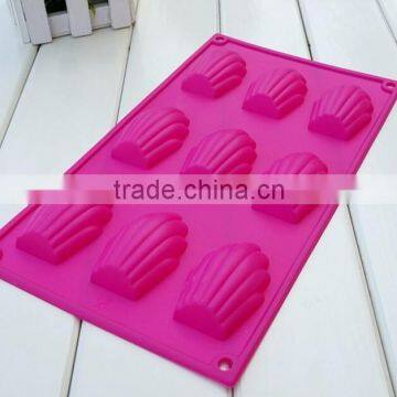 Hot Sale Food Grade FDA and LFGB 9 Hole Shell Shape Colorful Silicone Oven Cake Mold