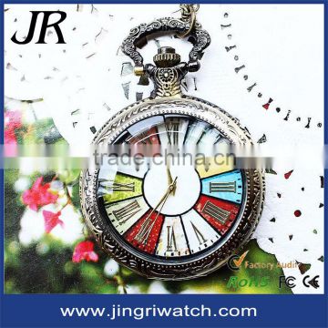 antique pocket watch necklace colorful big face watches vintage alloy pocket watch with lid