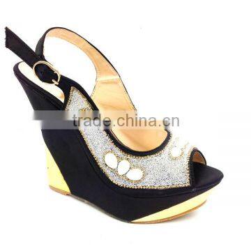 black wedge sole high heel party sandals lady wedding arty shoes